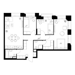 Планировка трехкомнатной(квартира) площадью 81.3 квадратных метров в ЖК “ЖК Онежский вал”