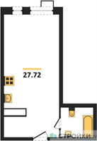 Планировка студии(квартира) площадью 27.72 квадратных метров в “ЖК Радость (Радумля Парк)”