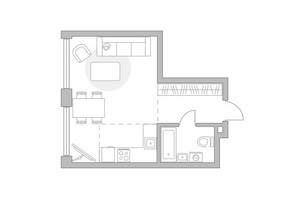 Планировка однокомнатной(квартира) площадью 34.83 квадратных метров в “ЖК Мневники от Гранель”