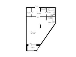 Планировка однокомнатной(квартира) площадью 67.9 квадратных метров в “ЖК Клубный дом Точка отсчета”