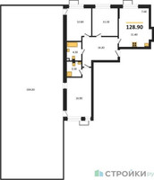 Планировка трехкомнатной(квартира) площадью 128.9 квадратных метров в “ЖК Родные кварталы”