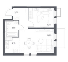 Планировка однокомнатной(квартира) площадью 40.12 квадратных метров в “ЖК Большое Путилково”