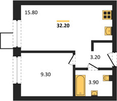 Планировка однокомнатной(квартира) площадью 32.2 квадратных метров в “ЖК Никольский квартал Отрада”