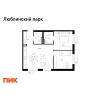 Планировка двухкомнатной(квартира) площадью 56.9 квадратных метров в “ЖК Люблинский парк”
