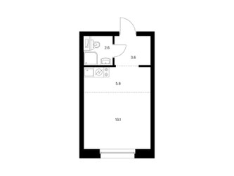 Планировка студии(квартира) площадью 25.1 квадратных метров в ЖК “ЖК Полар”