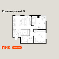 Планировка двухкомнатной(квартира) площадью 70 квадратных метров в “ЖК Кронштадтский 9”