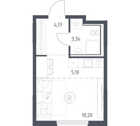 Планировка студии(квартира) площадью 22.81 квадратных метров в ЖК “ЖК Пригород Лесное”
