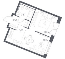 Планировка однокомнатной(квартира) площадью 32.68 квадратных метров в “ЖК Квартал Западный”