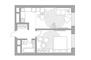 Планировка двухкомнатной(квартира) площадью 41.01 квадратных метров в “ЖК Ильинойс”