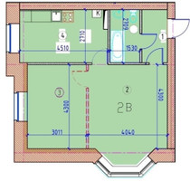 Планировка двухкомнатной(квартира) площадью 50.5 квадратных метров в “ЖК Морозовка”