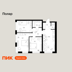 Планировка трехкомнатной(квартира) площадью 76.4 квадратных метров в ЖК “ЖК Полар”