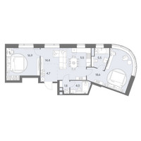 Планировка трехкомнатной(квартира) площадью 71.4 квадратных метров в “ЖК Родина Переделкино”