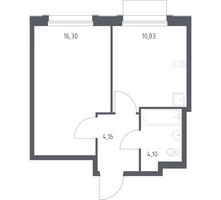 Планировка однокомнатной(квартира) площадью 35.39 квадратных метров в “ЖК Новое Внуково”
