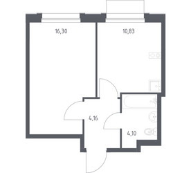 Планировка однокомнатной(квартира) площадью 35.39 квадратных метров в ЖК “ЖК Новое Внуково”