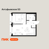 Планировка однокомнатной(квартира) площадью 35 квадратных метров в “ЖК Алтуфьевское 53”