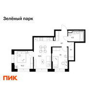 Планировка двухкомнатной(квартира) площадью 50.8 квадратных метров в “ЖК Зеленый парк”