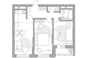 Планировка трехкомнатной(квартира) площадью 58.51 квадратных метров в “ЖК Ильинойс”