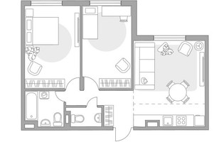 Планировка трехкомнатной(квартира) площадью 50.65 квадратных метров в “ЖК Аникеевский”