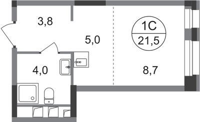Планировка студии(квартира) площадью 21.5 квадратных метров в ЖК “ЖК Первый Московский”