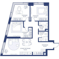 Планировка трехкомнатной(квартира) площадью 69.8 квадратных метров в “ЖК Свет”