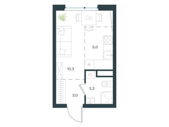 Планировка студии(квартира) площадью 21.2 квадратных метров в ЖК “ЖК Левел Лесной”