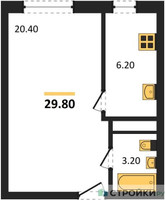 Планировка однокомнатной(квартира) площадью 29.8 квадратных метров в “ЖК Южная Долина”