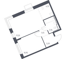 Планировка однокомнатной(квартира) площадью 40.78 квадратных метров в “ЖК Молжаниново”