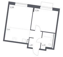Планировка однокомнатной(квартира) площадью 42.06 квадратных метров в “ЖК Квартал Западный”