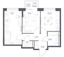 Планировка двухкомнатной(квартира) площадью 48.47 квадратных метров в “ЖК Богдановский Лес”