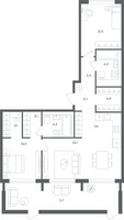 Планировка трехкомнатной(квартира) площадью 83.6 квадратных метров в “ЖК Равновесие”