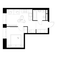 Планировка однокомнатной(квартира) площадью 31.8 квадратных метров в “ЖК Онежский вал”