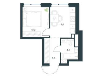 Планировка однокомнатной(квартира) площадью 29.4 квадратных метров в ЖК “ЖК Level Мичуринский”