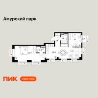 Планировка двухкомнатной(квартира) площадью 67.4 квадратных метров в “ЖК Амурский парк”