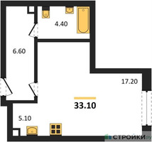 Планировка студии(квартира) площадью 33.1 квадратных метров в “ЖК КОД Сокольники”