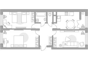 Планировка трехкомнатной(квартира) площадью 66.31 квадратных метров в “ЖК Пехра”