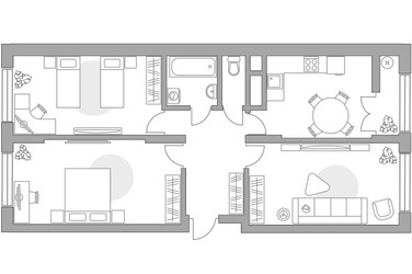 Планировка трехкомнатной(квартира) площадью 66.31 квадратных метров в ЖК “ЖК Пехра”