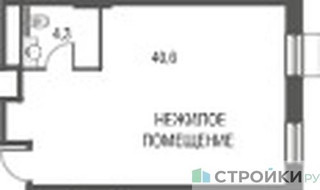 Планировка студии(квартира) площадью 45.1 квадратных метров в “ЖК Резиденции Архитекторов”