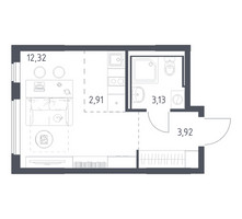 Планировка студии(квартира) площадью 22.28 квадратных метров в “ЖК Горки Парк”