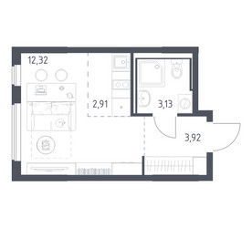 Планировка студии(квартира) площадью 22.28 квадратных метров в ЖК “ЖК Горки Парк”