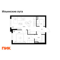 Планировка однокомнатной(квартира) площадью 37.09 квадратных метров в “ЖК Ильинские луга”