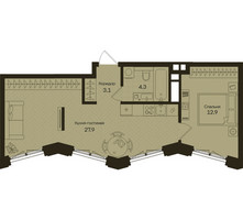 Планировка однокомнатной(квартира) площадью 47.6 квадратных метров в “ЖК Дом на Часовой”