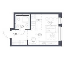 Планировка студии(квартира) площадью 22.2 квадратных метров в “ЖК Новое Видное”