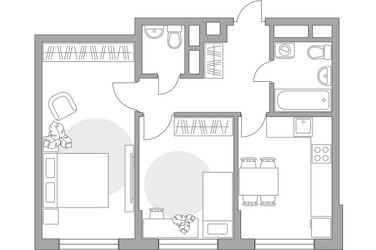 Планировка двухкомнатной(квартира) площадью 51.3 квадратных метров в ЖК “ЖК Императорские Мытищи”
