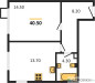 Планировка однокомнатной(квартира) площадью 40.5 квадратных метров в “ЖК Датский Квартал”