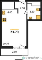 Планировка студии(квартира) площадью 23.7 квадратных метров в “ЖК Бунинские кварталы”