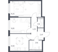 Планировка двухкомнатной(квартира) площадью 50.82 квадратных метров в “ЖК Пригород Лесное”
