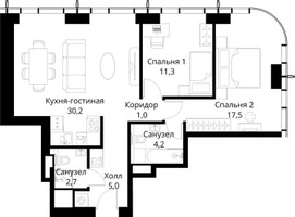 Планировка двухкомнатной(квартира) площадью 71.9 квадратных метров в “ЖК Сити Бэй”