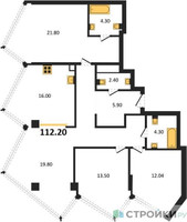 Планировка трехкомнатной(квартира) площадью 112.2 квадратных метров в “ЖК Монблан”