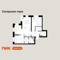 Планировка двухкомнатной(квартира) площадью 65.4 квадратных метров в “ЖК Саларьево парк”