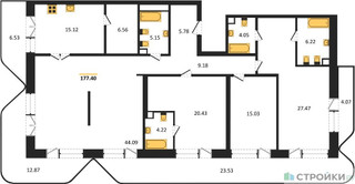 Планировка 4+ комнатной(квартира) площадью 177.4 квадратных метров в “Квартал Foriver”